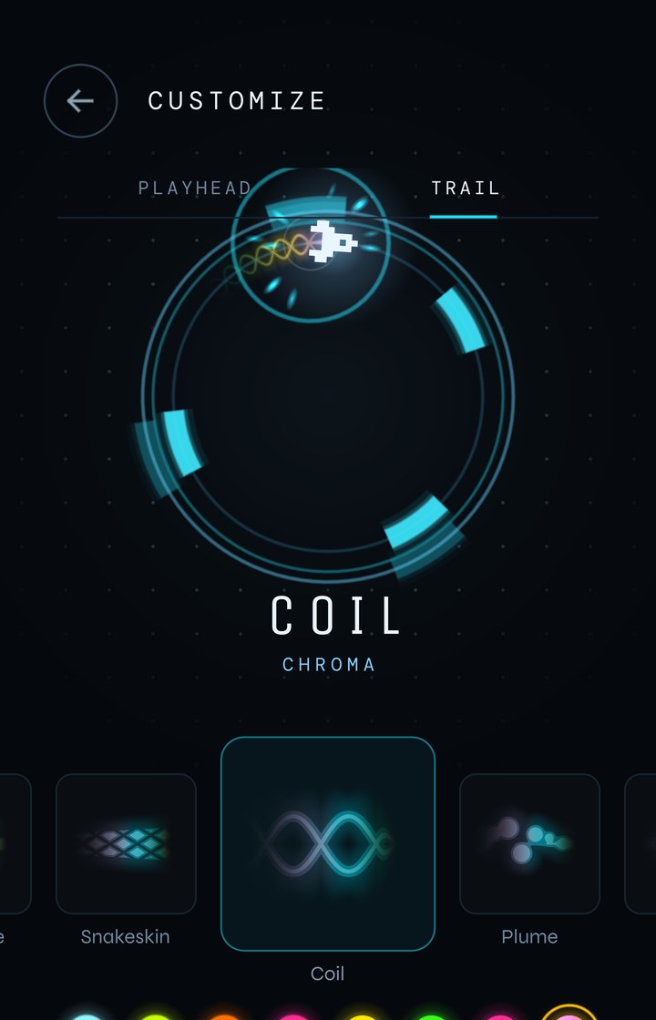 The Customize screen showing the Coil trail in the Chroma color